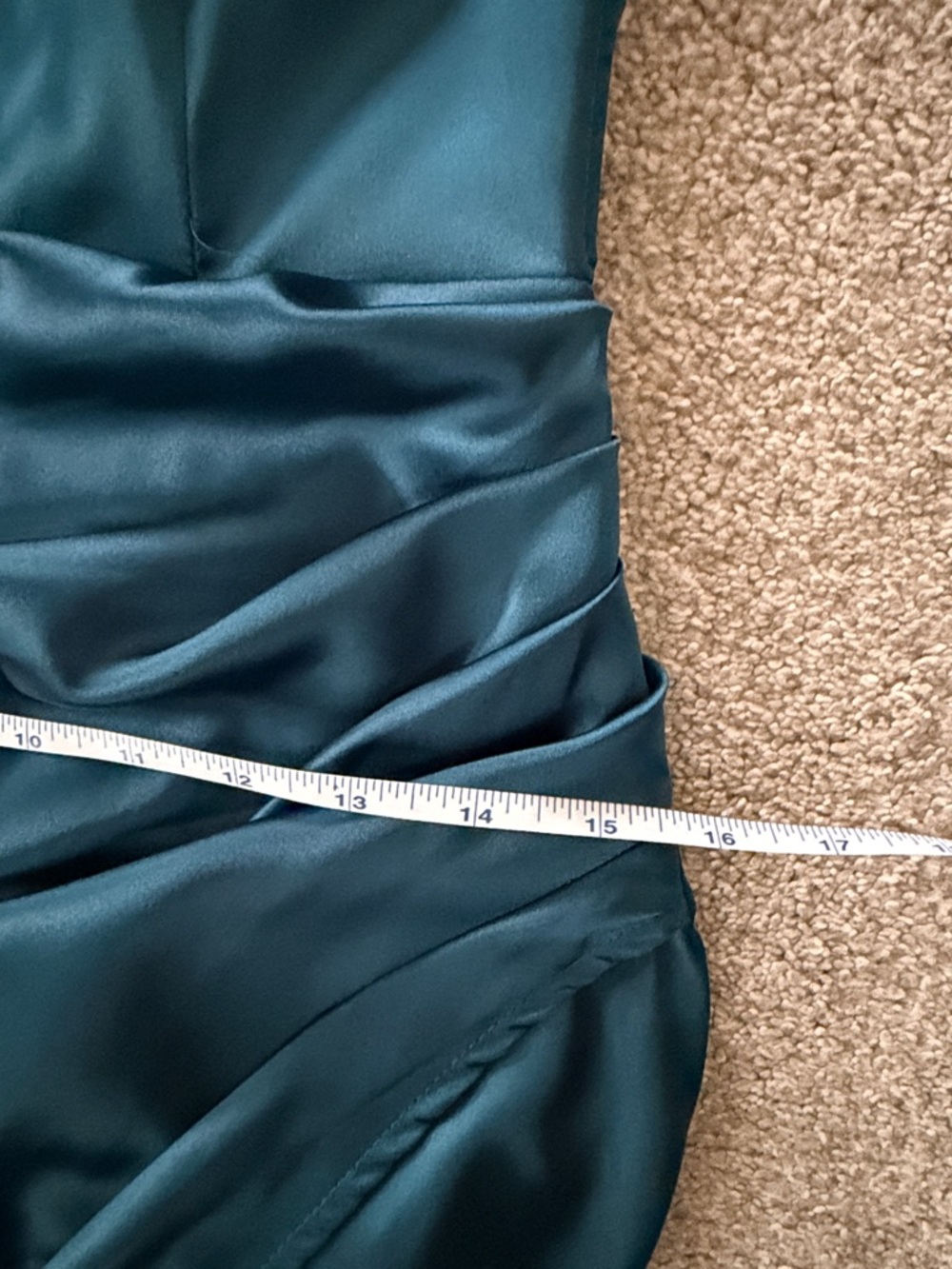 NWT Satin Dark Teal Off-Shoulder Front Leg Slit Formal Prom Dress Small - Picture 13 of 14